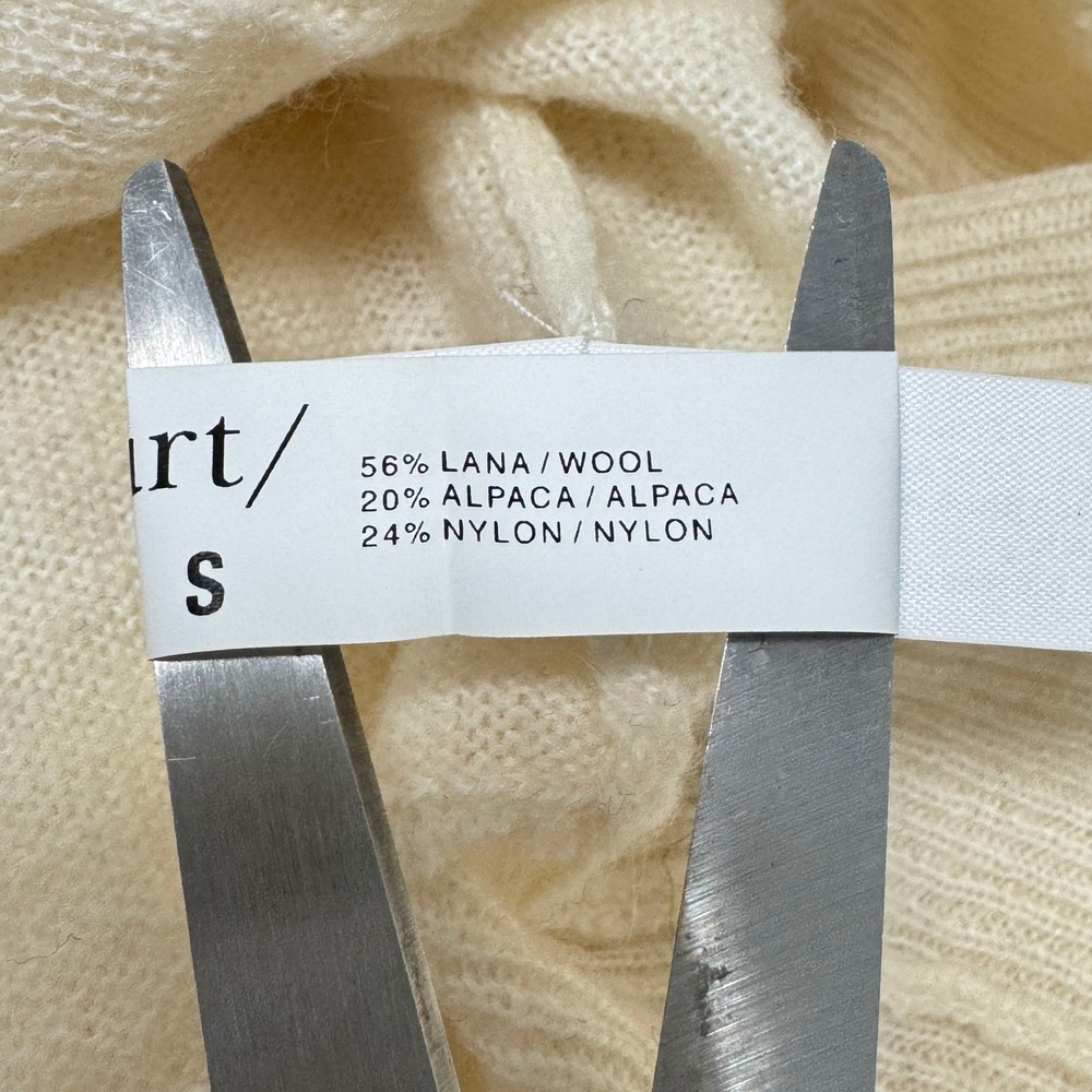Sita Murt Cream Wool Alpaca Blend Ruffle Mock Neck Sweater Small Ivory White - Picture 10 of 14